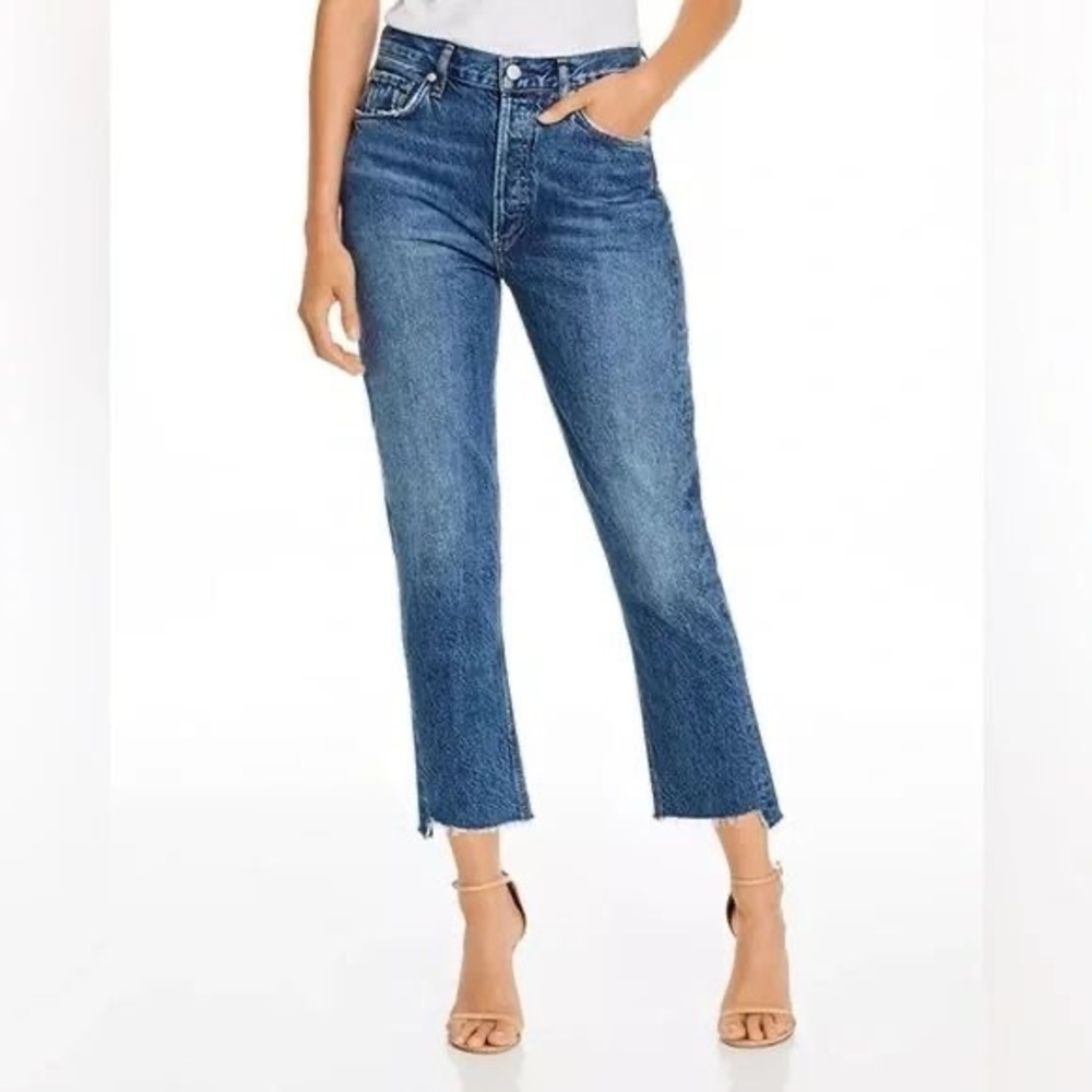 Agolde Riley frayed Ankle Cropped Jeans in Disguise, 26